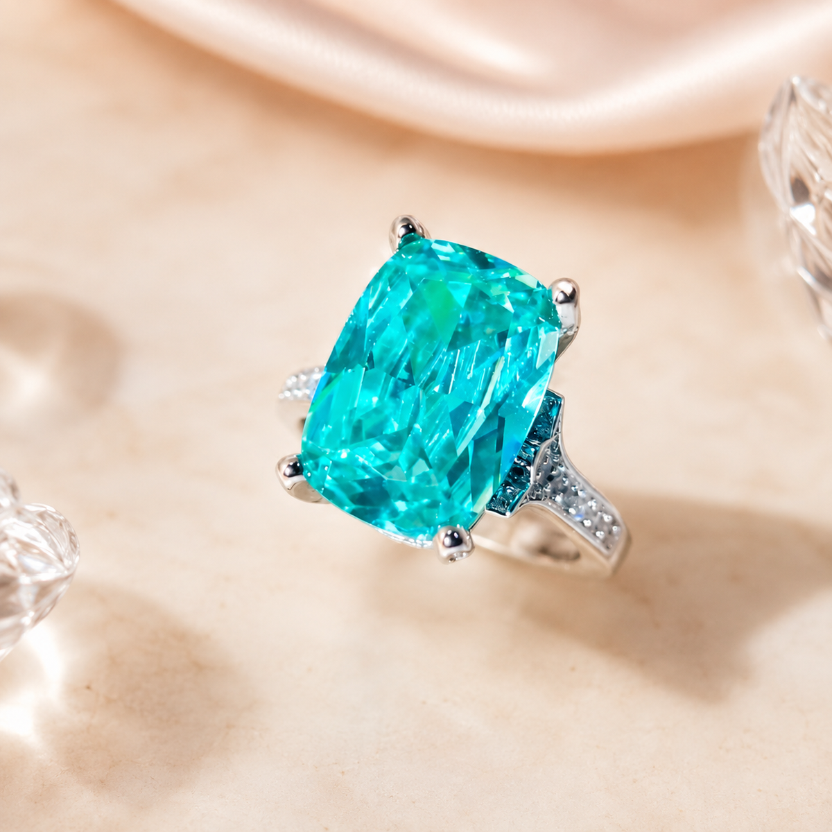 Anello Paraiba - Argento 925 e Zircone Blu-Verde