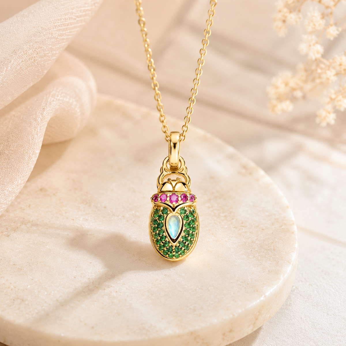 Ciondolo Scarabée - Argento 925 Placcato Oro 18K