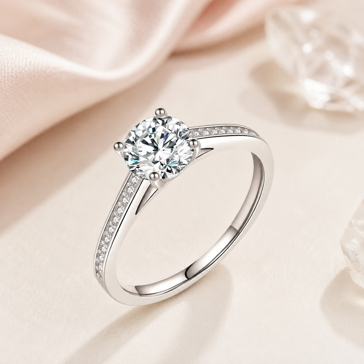 Solitario Éternité - Argento 925 e Moissanite 1 CT