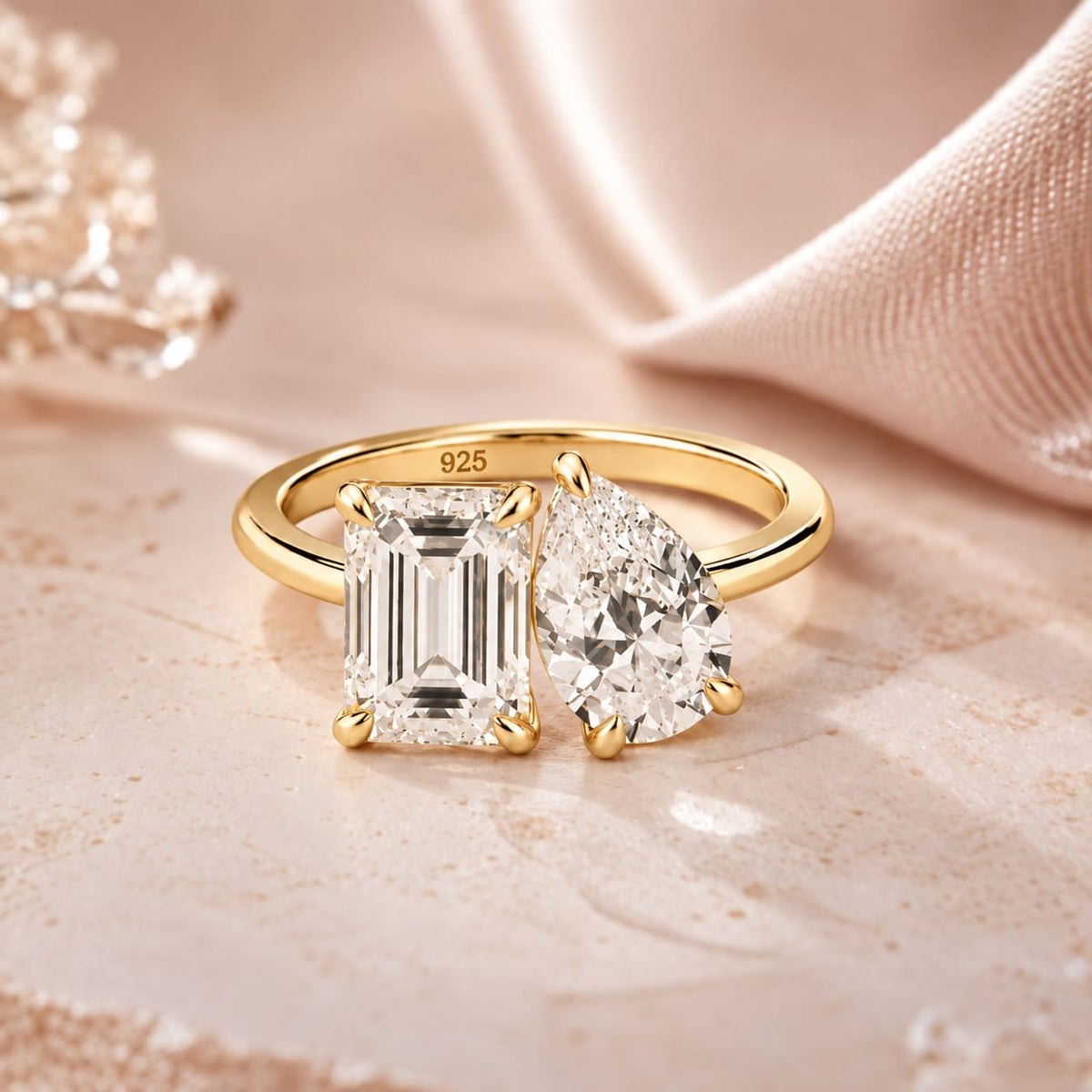 Anello Duo Éternel - Argento 925 e Moissanite 3,5 CT