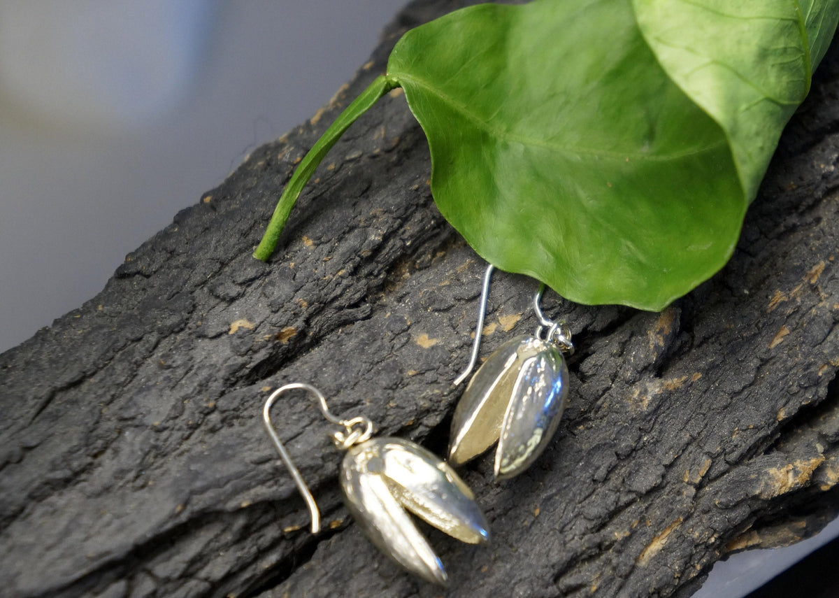 Gold Plated Pistachio Earrings: Lightweight Brass Dangles