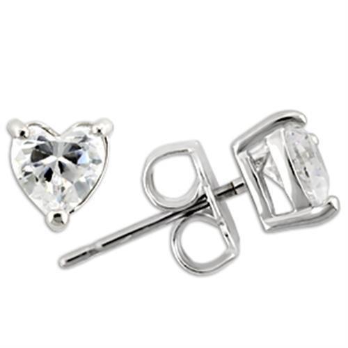 0W165 - Rhodium 925 Sterling Silver Earrings with AAA Grade CZ  in