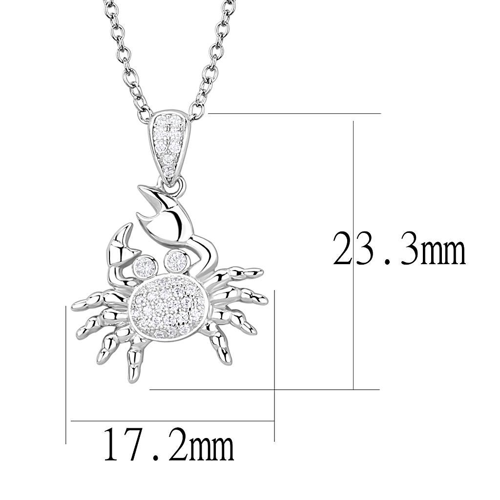 3W1377 - Rhodium 925 Sterling Silver Chain Pendant with AAA Grade CZ