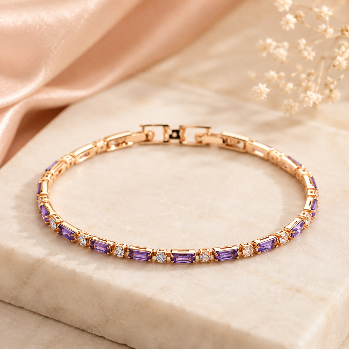 Bracciale Améthyste - Argento 925, Oro 18K e Ametista
