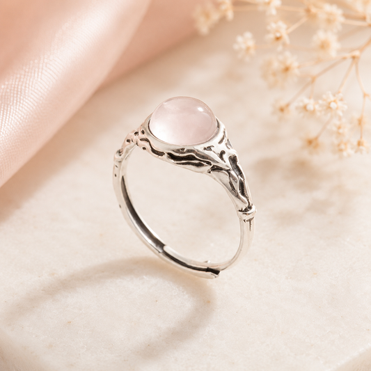 Anello Rosalie - Argento 925 e Quarzo Rosa 8 mm