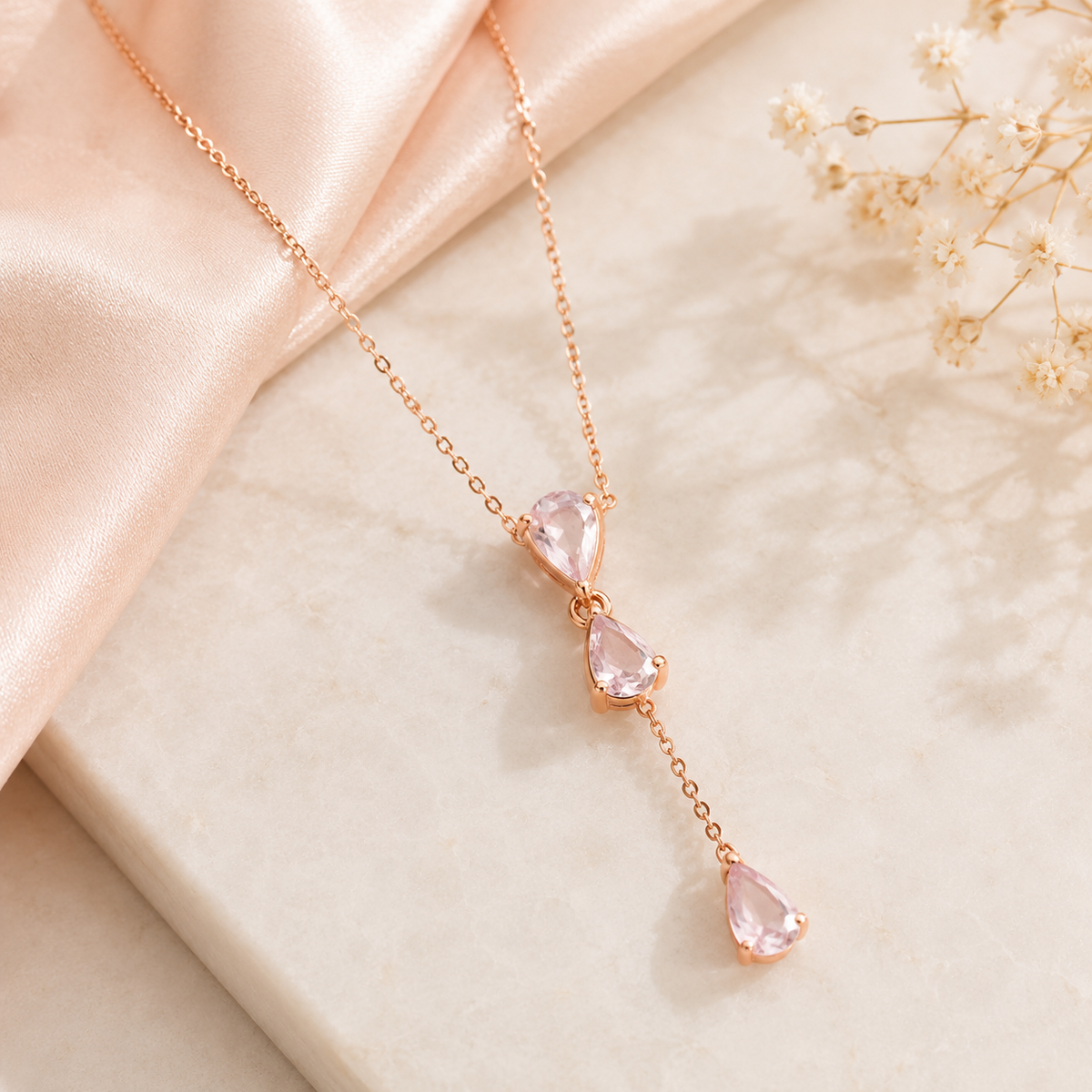 Collana Rosalie - Argento 925 e Quarzo Rosa
