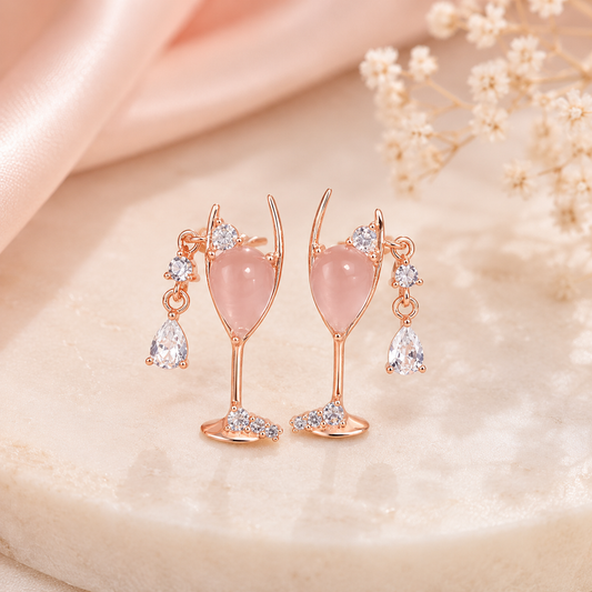 Orecchini Rosalie Goccia - Argento 925 e Quarzo Rosa 5x7 mm