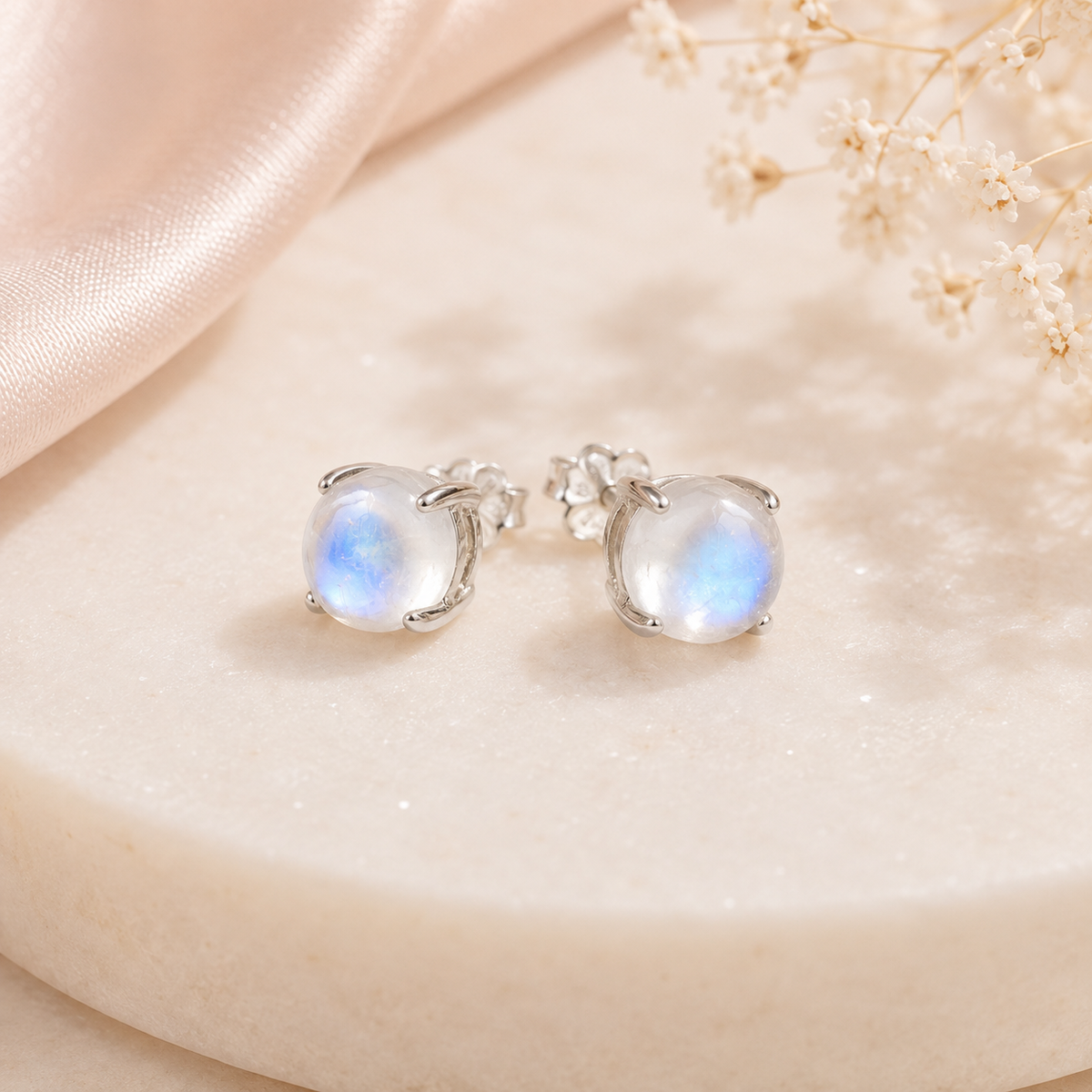 Orecchini Moonlight - Argento 925 e Pietra di Luna Blu