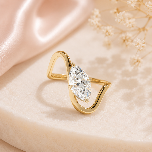 Anello Marquise - Argento 925 e Moissanite 1 CT
