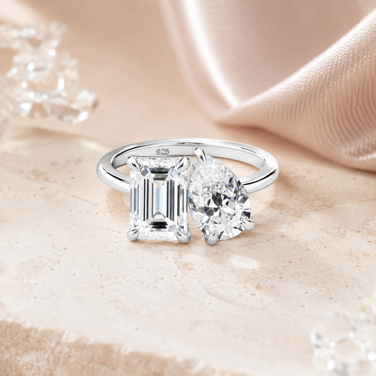 Anello Duo Éternel - Argento 925 e Moissanite 3,5 CT