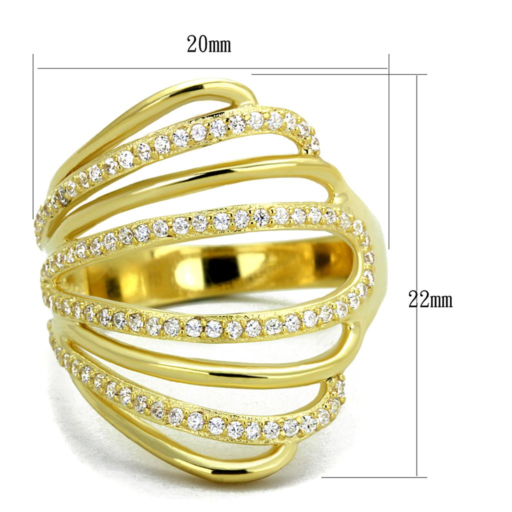 Anello Dorato in Argento 925 con Zircone