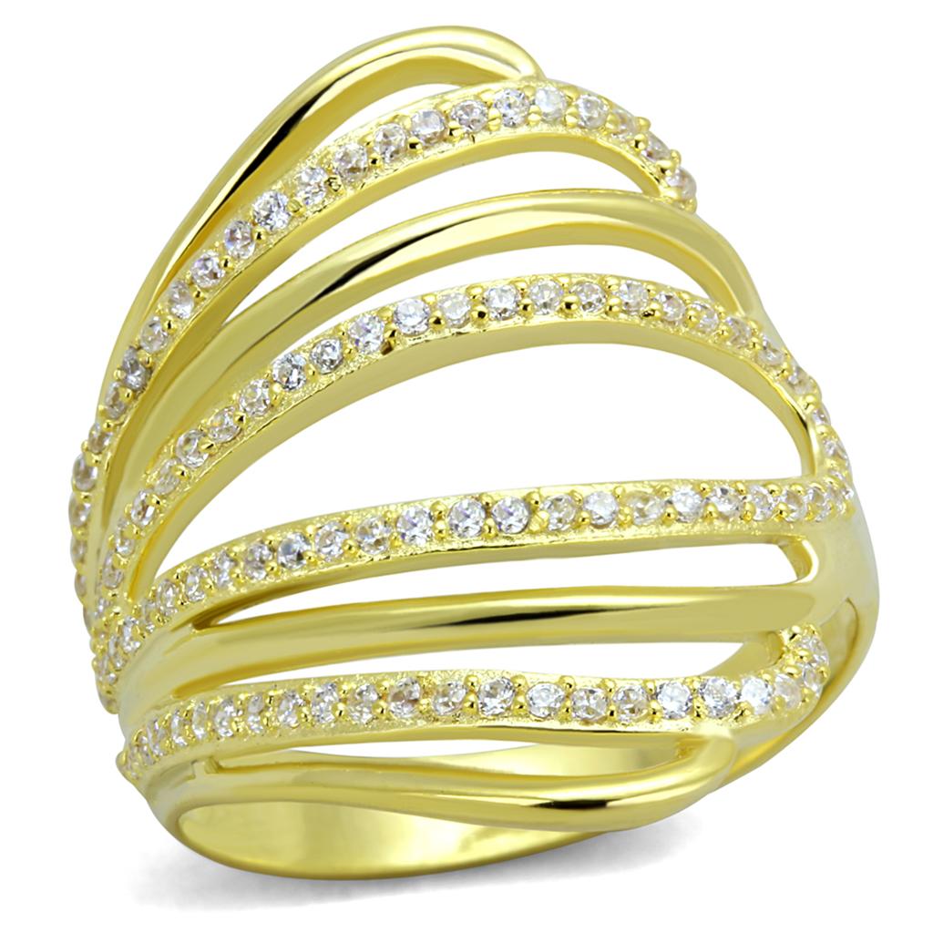Anello Dorato in Argento 925 con Zircone
