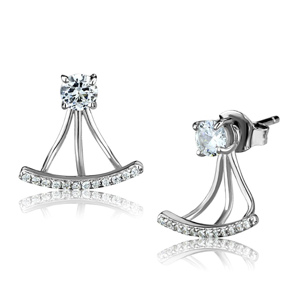 TS512 - Rhodium 925 Sterling Silver Earrings with AAA Grade CZ  in