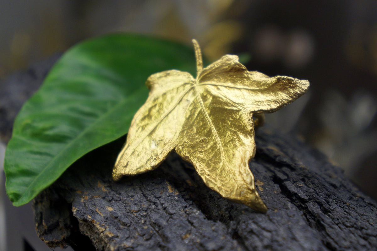 Real Ivy Leaf Gold Ring, Handmade Nature Jewelry, Organic Botanical