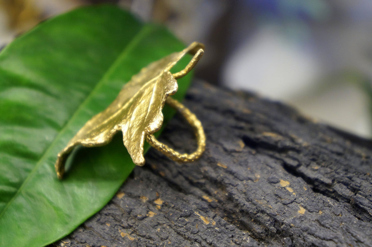 Real Ivy Leaf Gold Ring, Handmade Nature Jewelry, Organic Botanical