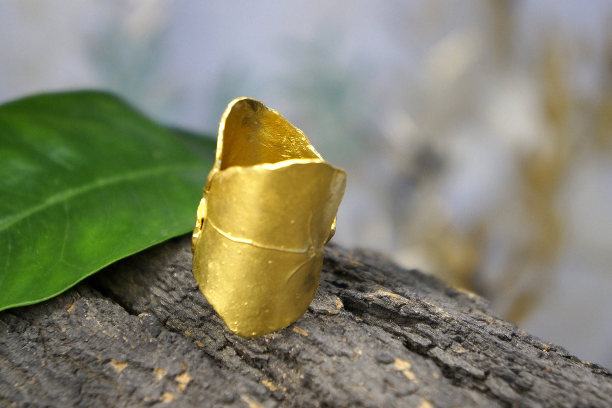 Gold Ivy Leaf Ring, Handmade Statement Jewelry, Nature Inspired
