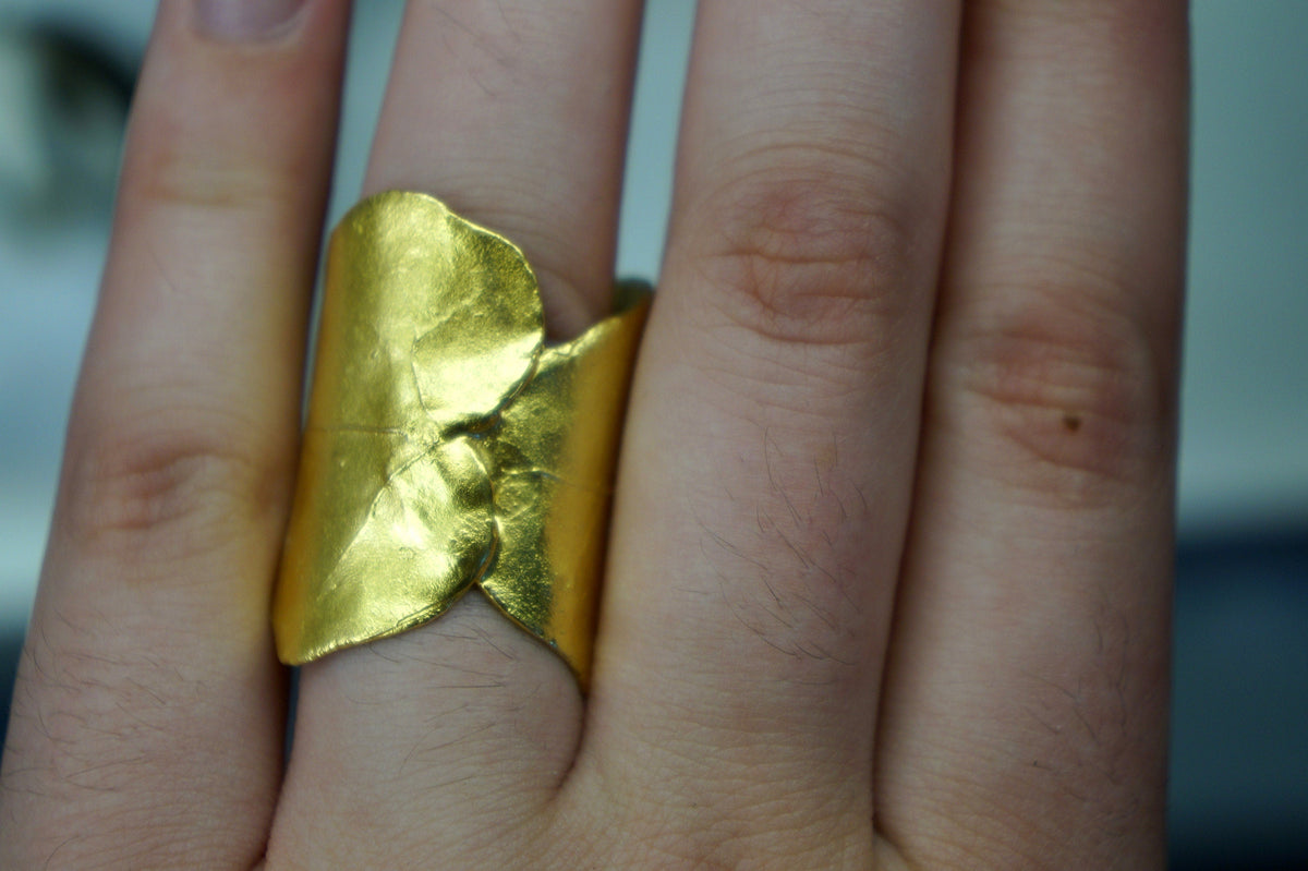 Gold Ivy Leaf Ring, Handmade Statement Jewelry, Nature Inspired