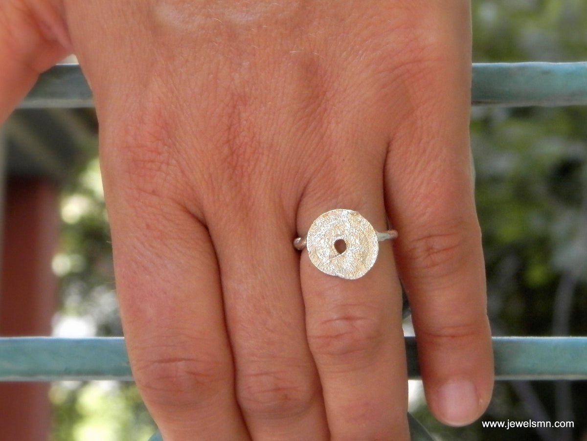 Silver Leaf Ring: Nature-Inspired Spiral and Branch Design