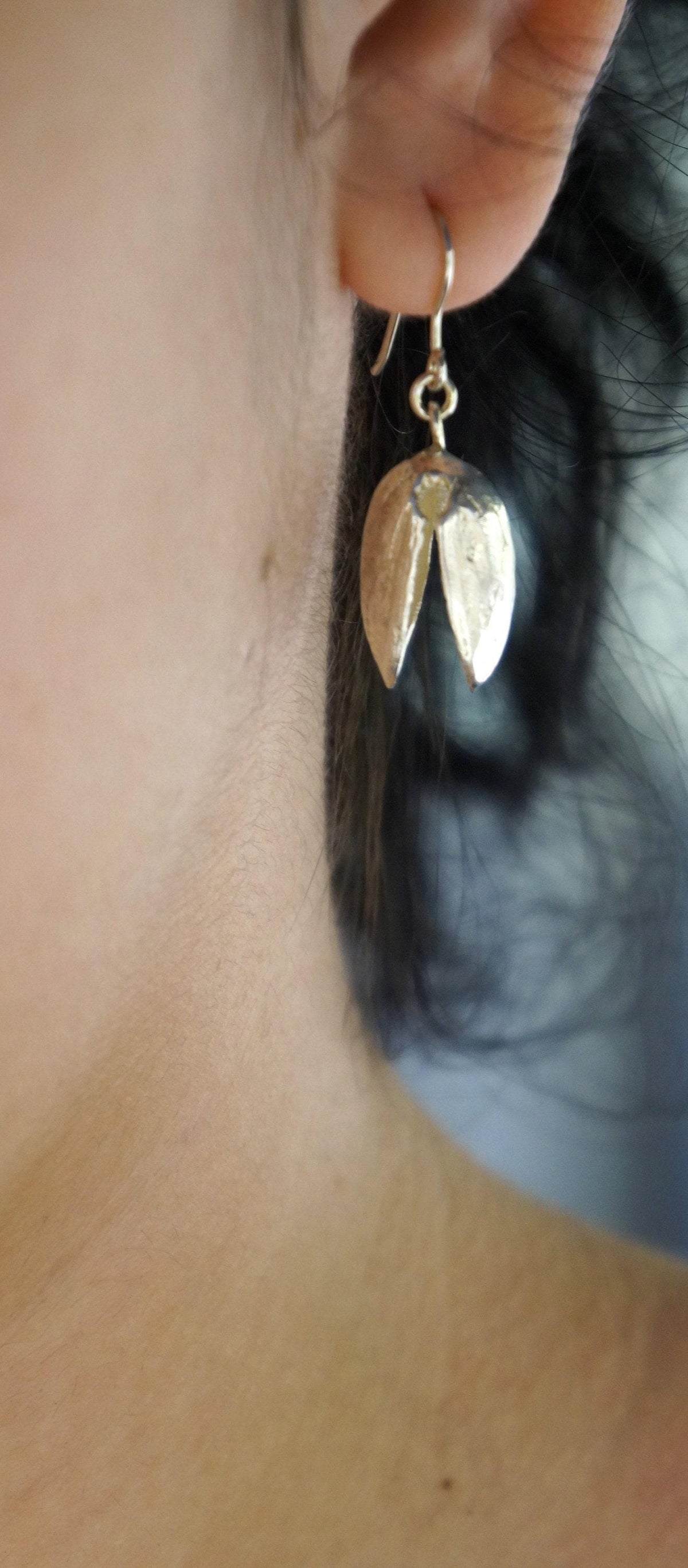 Gold Plated Pistachio Earrings: Lightweight Brass Dangles