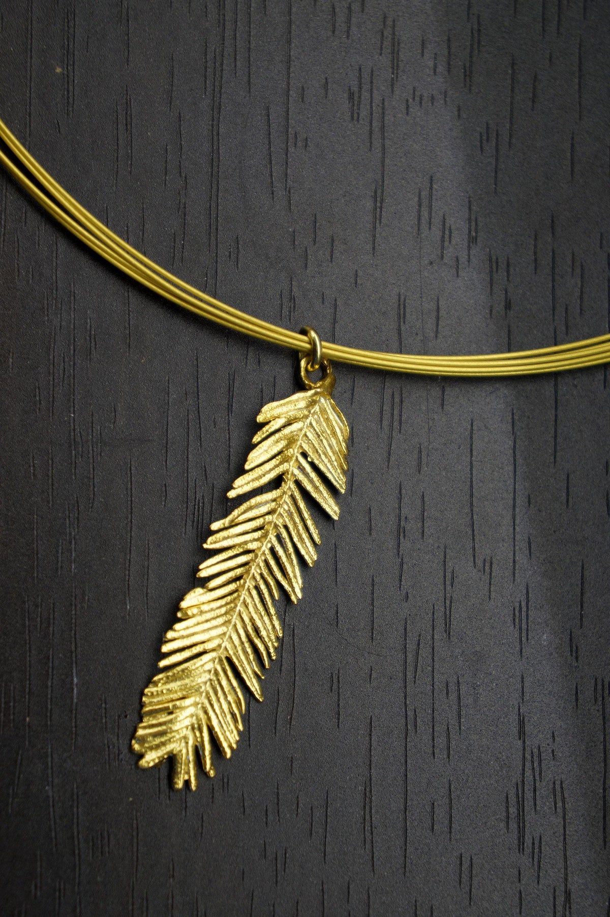 Mimosa Leaf Necklace: Dainty 18k Gold on Sterling Silver