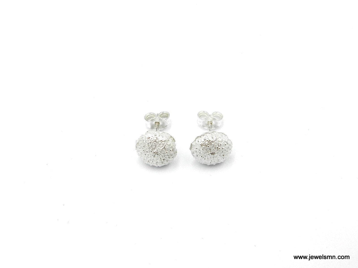 Tiny Sea Urchin Stud Earrings: Minimalist Ocean-Inspired Silver