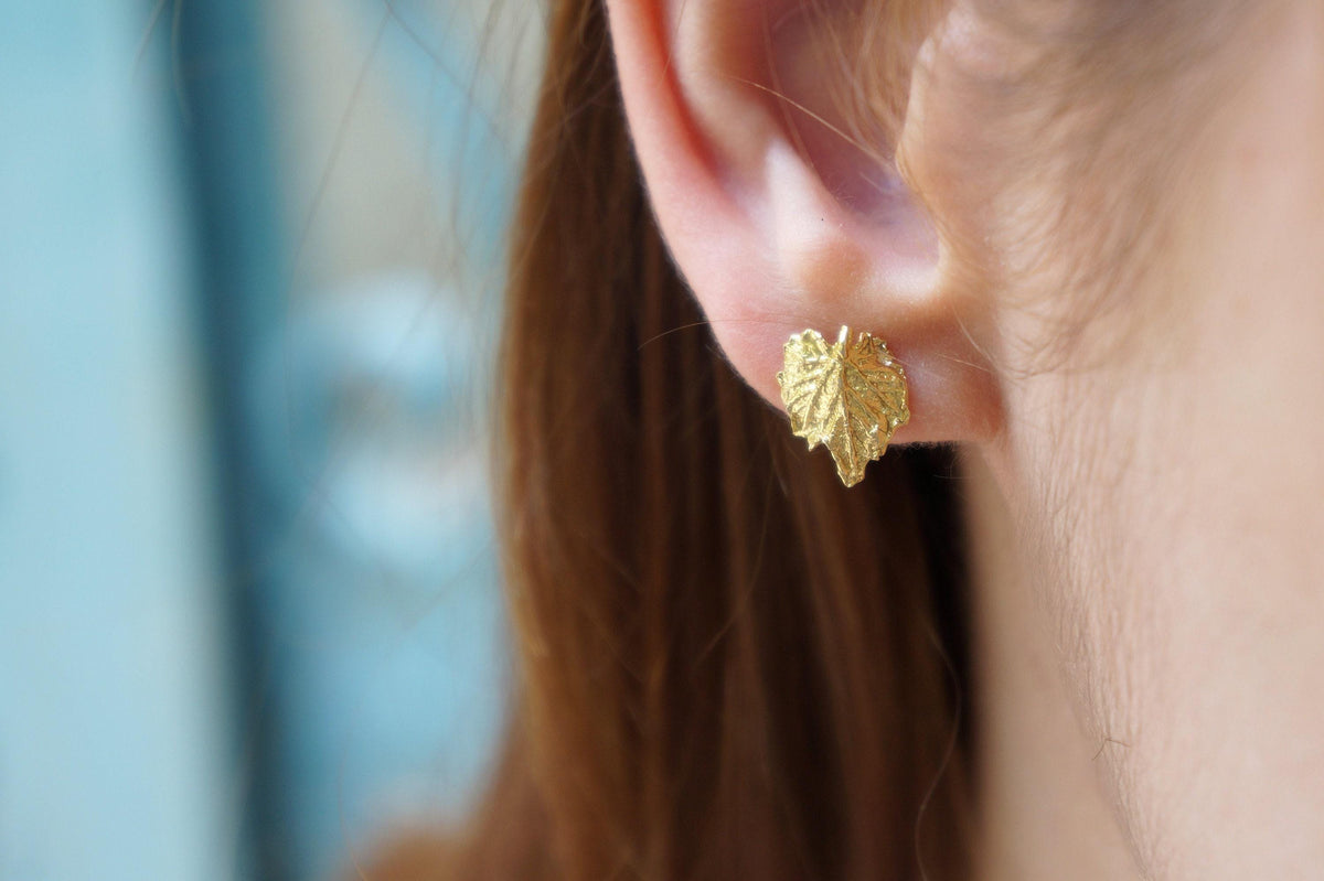 Minimalist Real Vine Leaf Earrings. Sterling Silver 925 or Gold Plated
