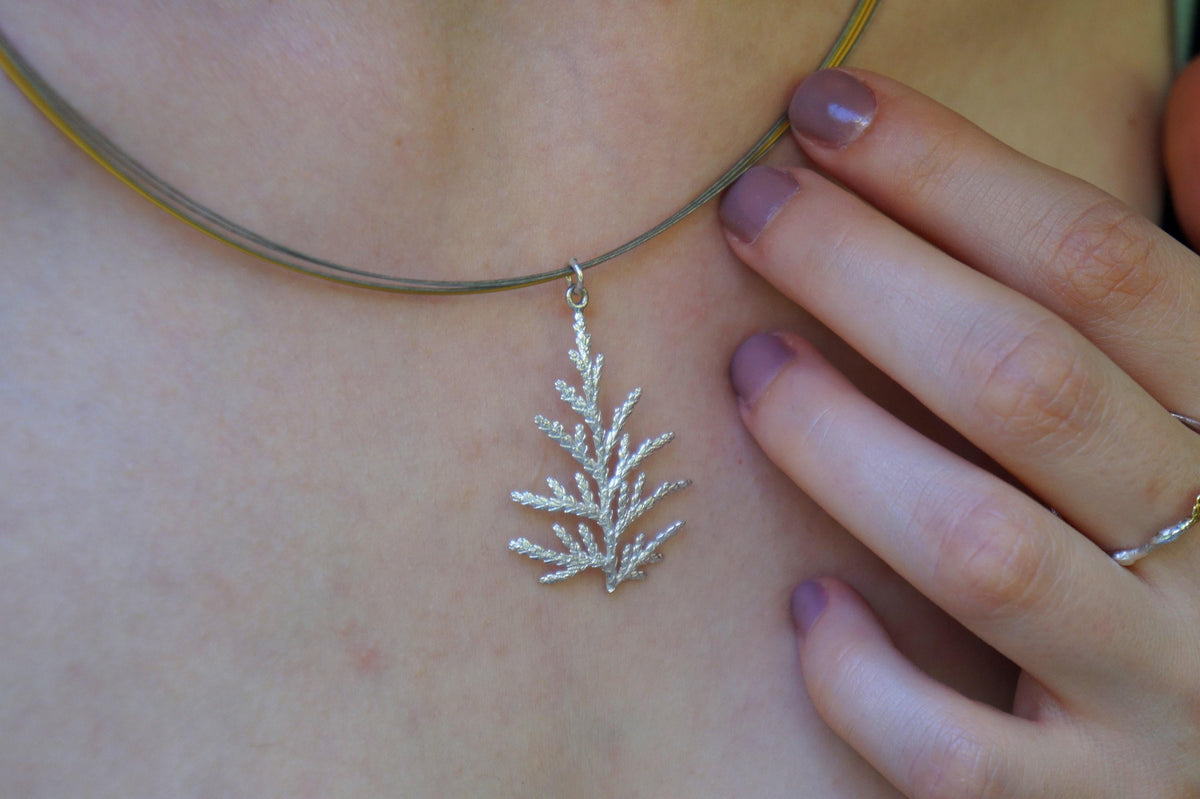 Cypress Leaf Pendant Necklace - Handmade Eco Friendly Jewelry