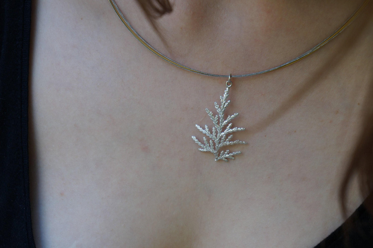Cypress Leaf Pendant Necklace - Handmade Eco Friendly Jewelry