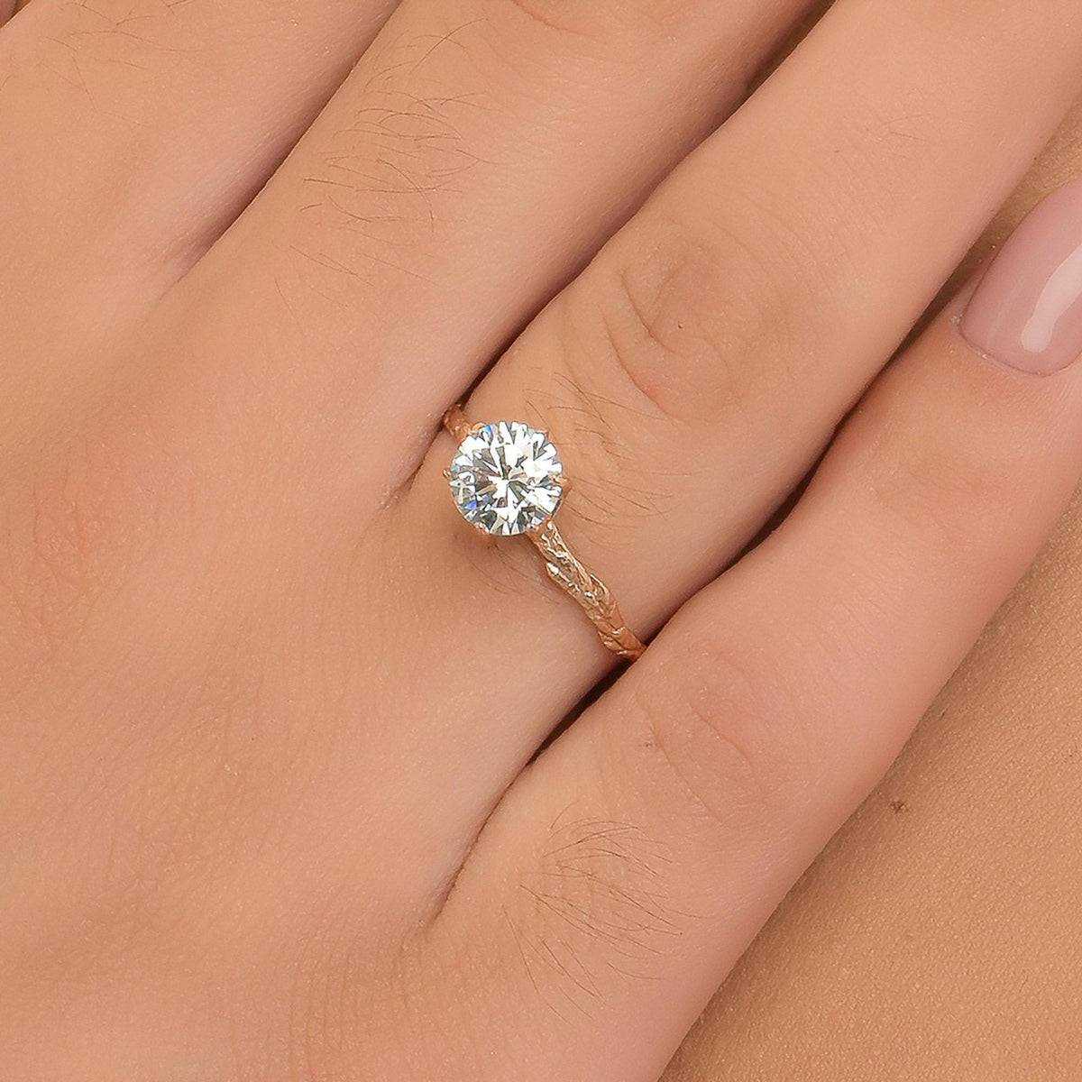 Anello Ramo di Cipresso con Diamante di Laboratorio