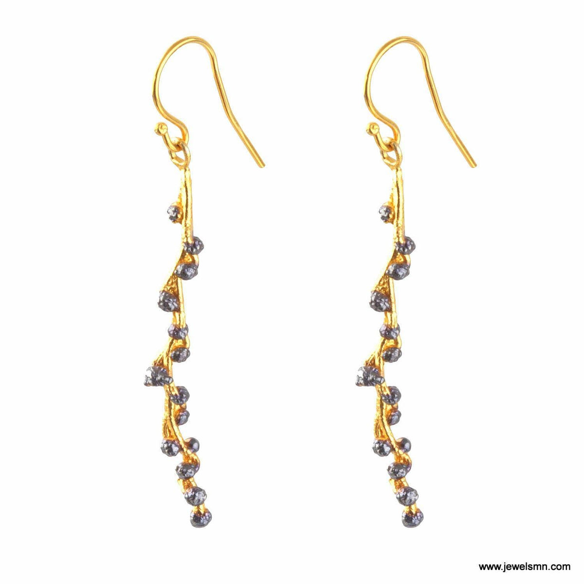 Acacia Leaf Earrings: Gold Plated Brass - Organic Botanical Style