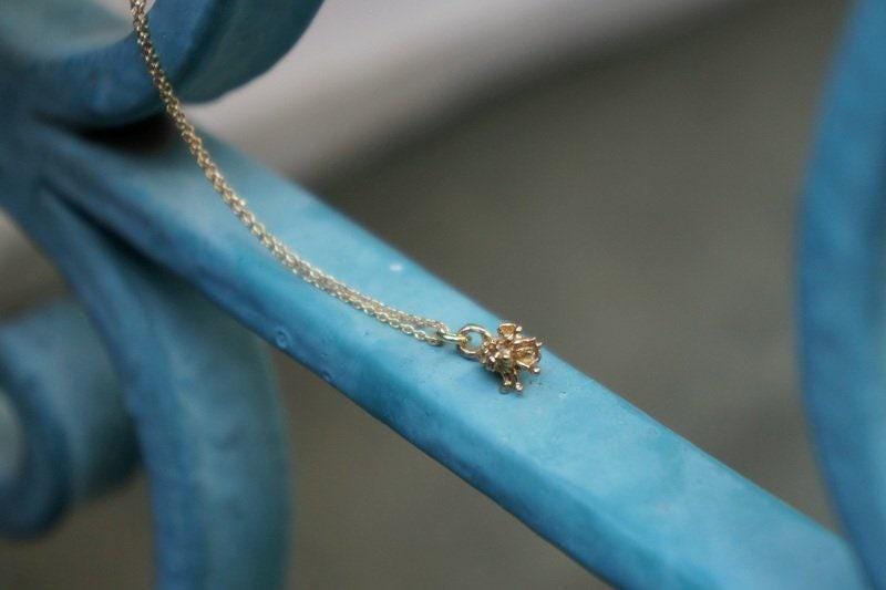 Real Wildflower Gold Pendant Necklace, Handmade Minimalist Jewelry,