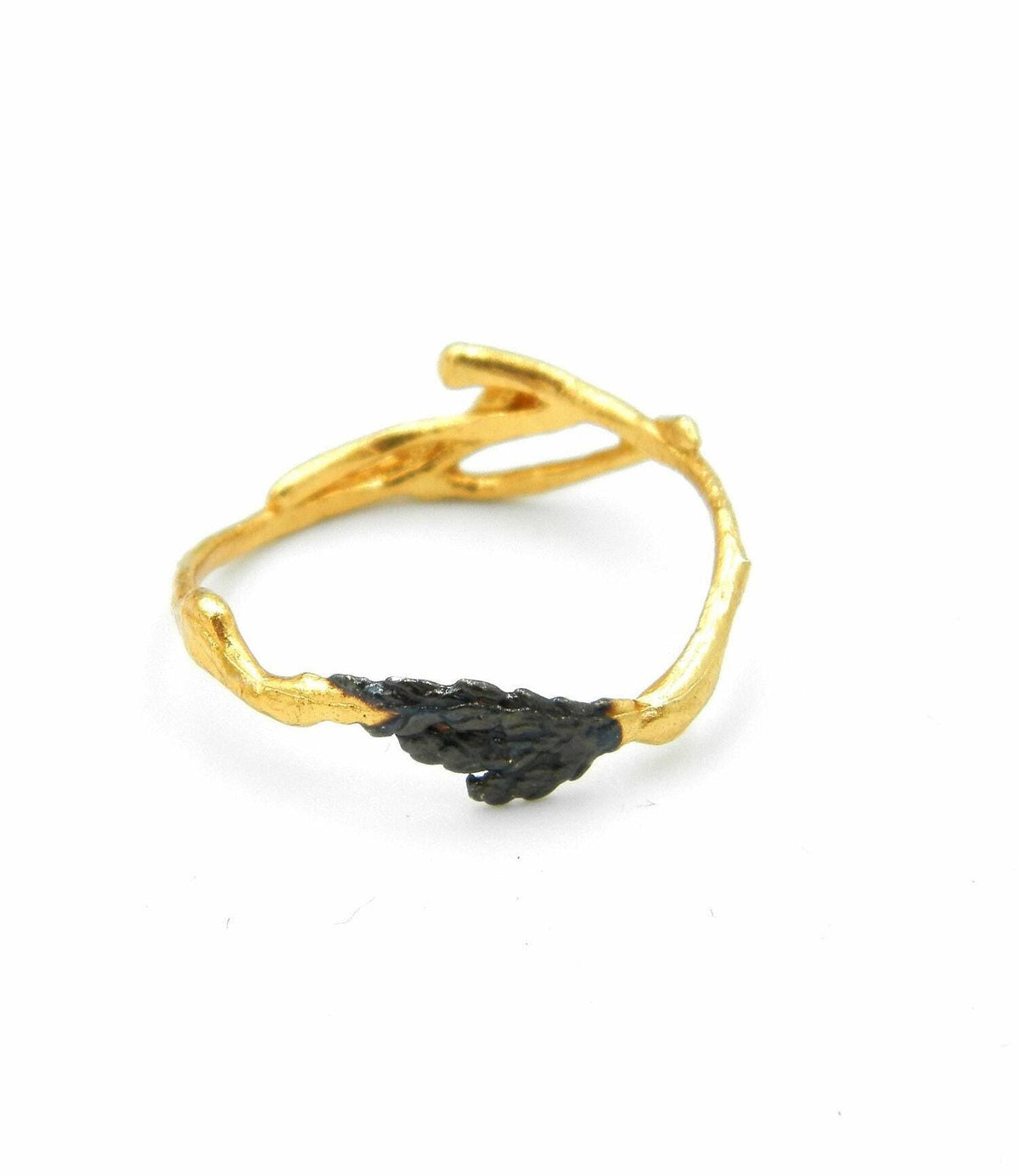 Minimalist Twig Ring -14k Gold Plated on Sterling Silver 925.Jasmine