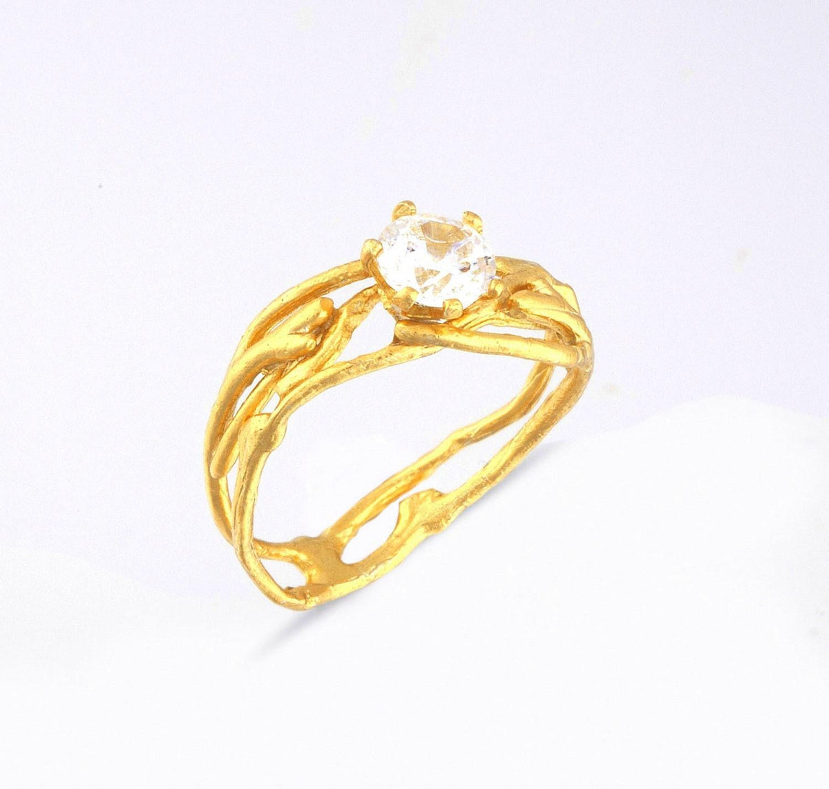 Anello Ramo di Gelsomino in Argento con Zircone