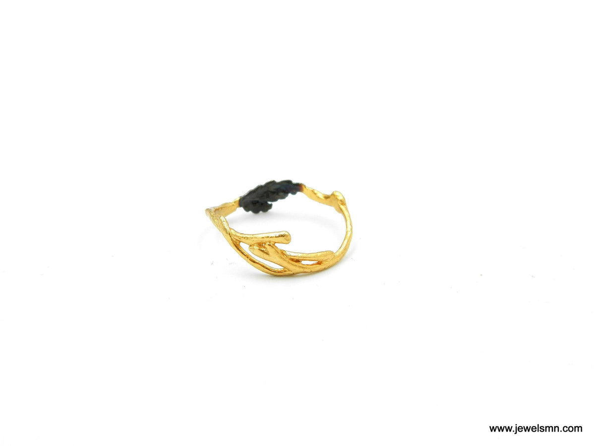 Minimalist Twig Ring -14k Gold Plated on Sterling Silver 925.Jasmine