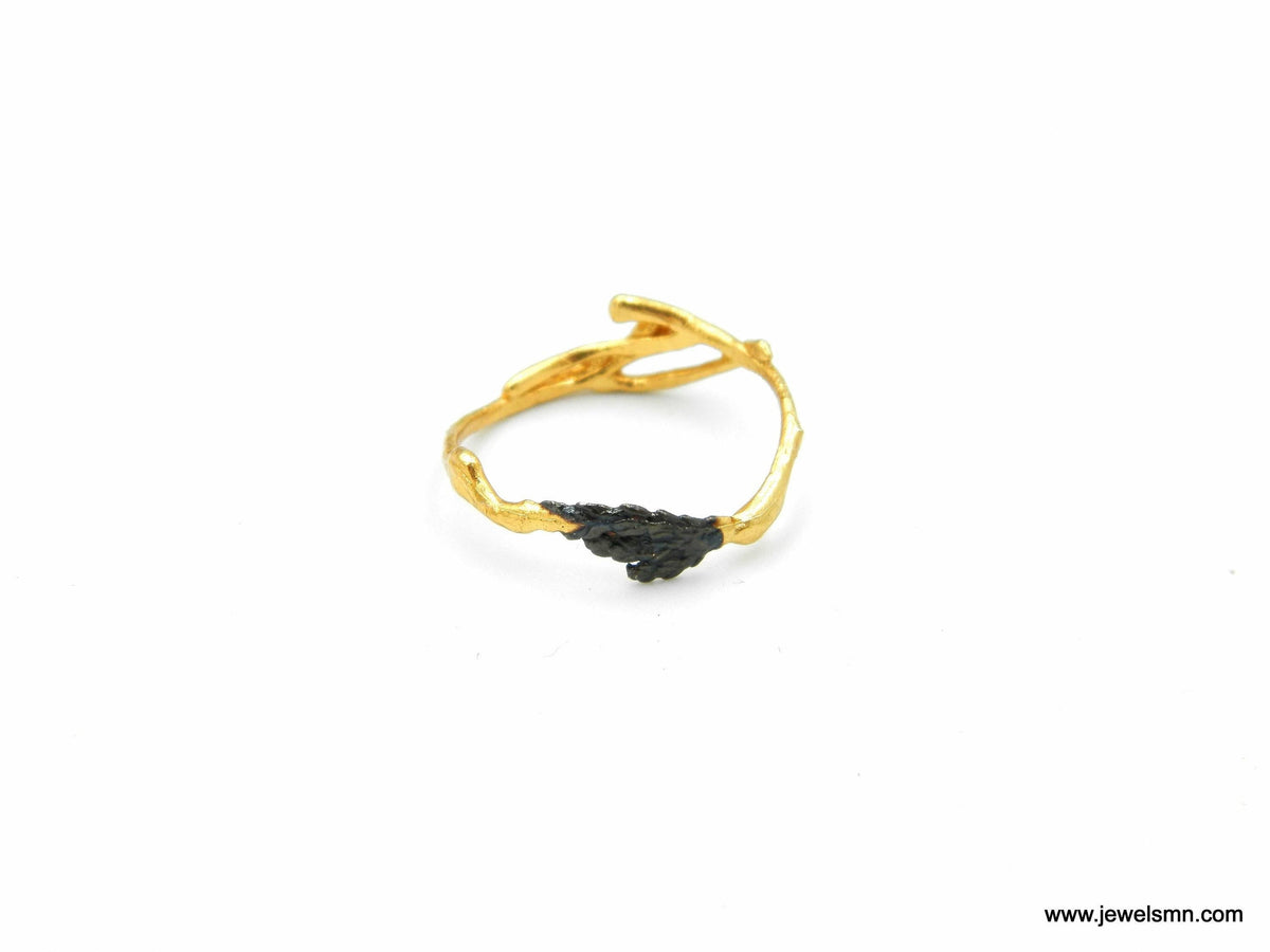 Minimalist Twig Ring -14k Gold Plated on Sterling Silver 925.Jasmine