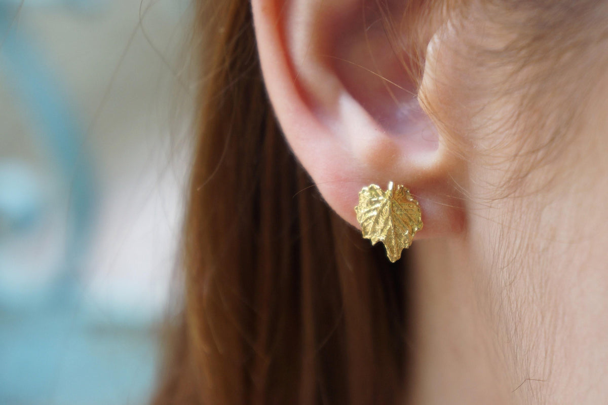 Minimalist Real Vine Leaf Earrings. Sterling Silver 925 or Gold Plated