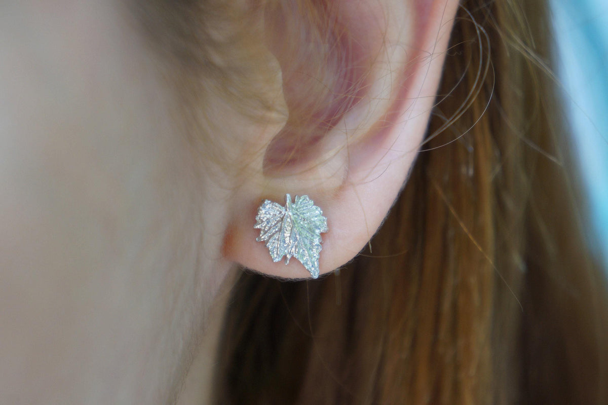 Minimalist Real Vine Leaf Earrings. Sterling Silver 925 or Gold Plated