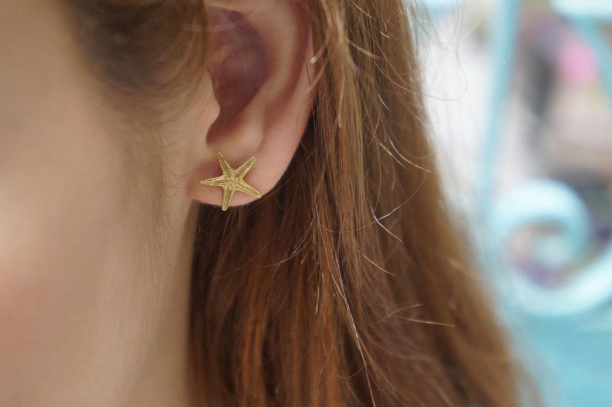 Starfish Earrings: Real Ocean-Inspired Design - Sterling Silver