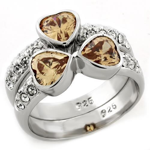 LOAS1213 Rhodium 925 Sterling Silver Ring with AAA