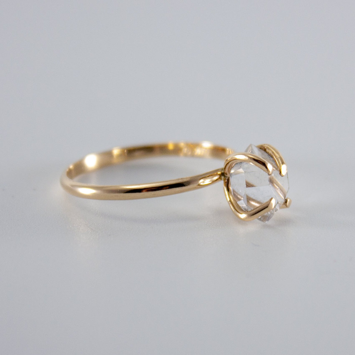 Raw Herkimer Diamond 14k Gold Filled Prong Ring