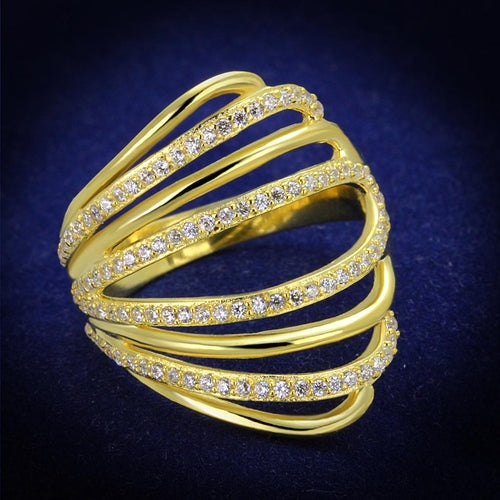 Anello Dorato in Argento 925 con Zircone