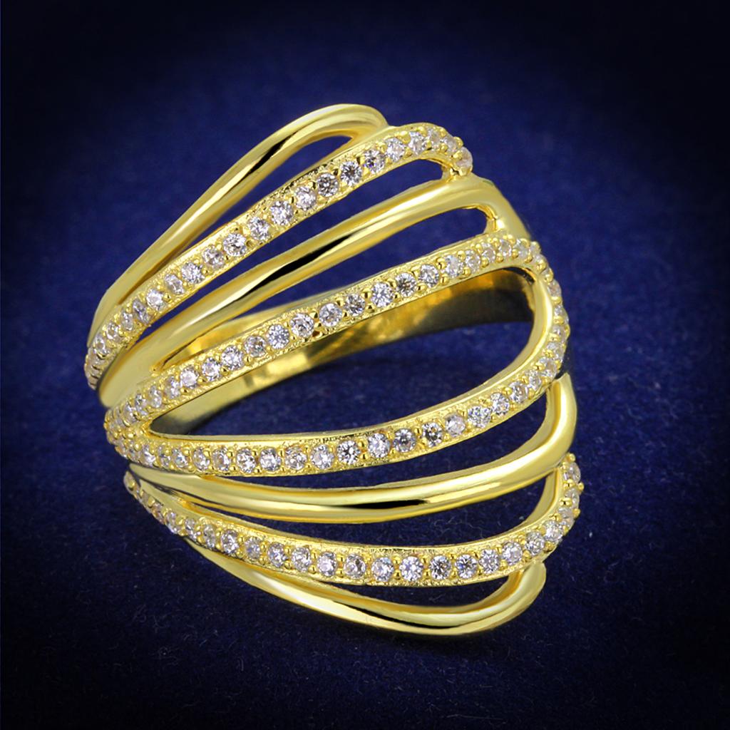 Anello Dorato in Argento 925 con Zircone